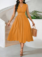 Jodie | Women's Wrap V-Neck Pleated Midi Dress