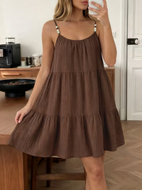 Christel | Women's Tiered Beaded Strap A-Line Mini Dress