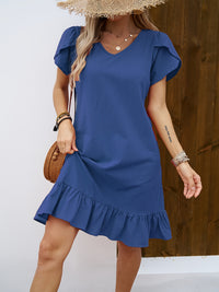 Virginie | Women's Ruffled V-Neck Flutter Sleeve Mini Dress