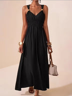 Suze | Women's Cocktail Dress V-Neck Beaded Strap Maxi