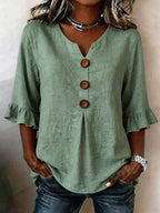Marit | Women's Ruffle Sleeve V-Neck Blouse – Weekend Errands