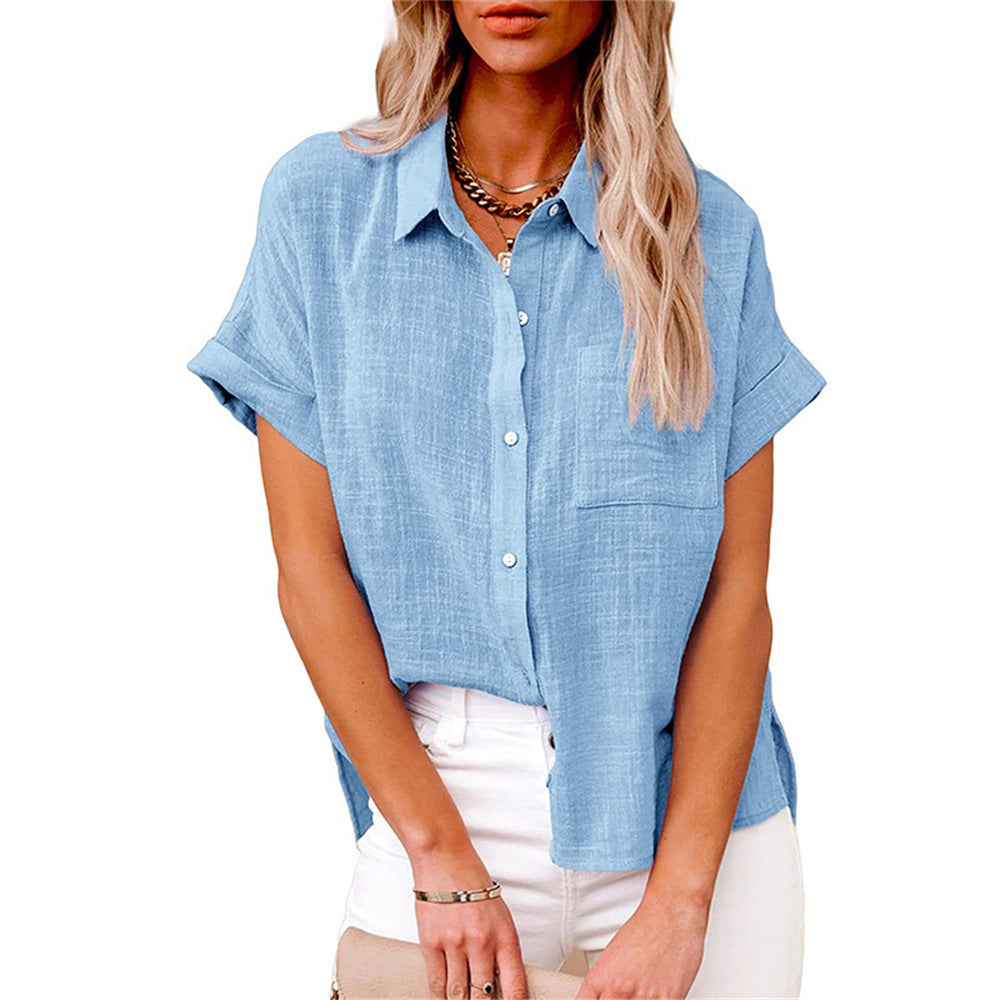 Mathilde | Women's V-Neck Short Sleeve Blouse