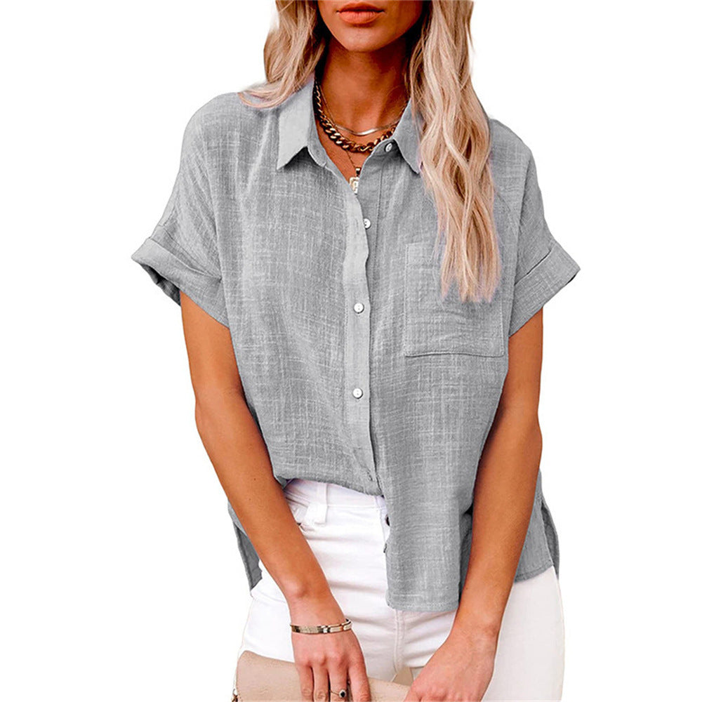 Mathilde | Women's V-Neck Short Sleeve Blouse