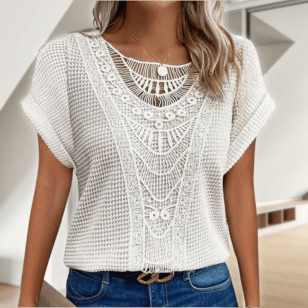 Mirthe | Women's Lace-Trim V-Neck Blouse