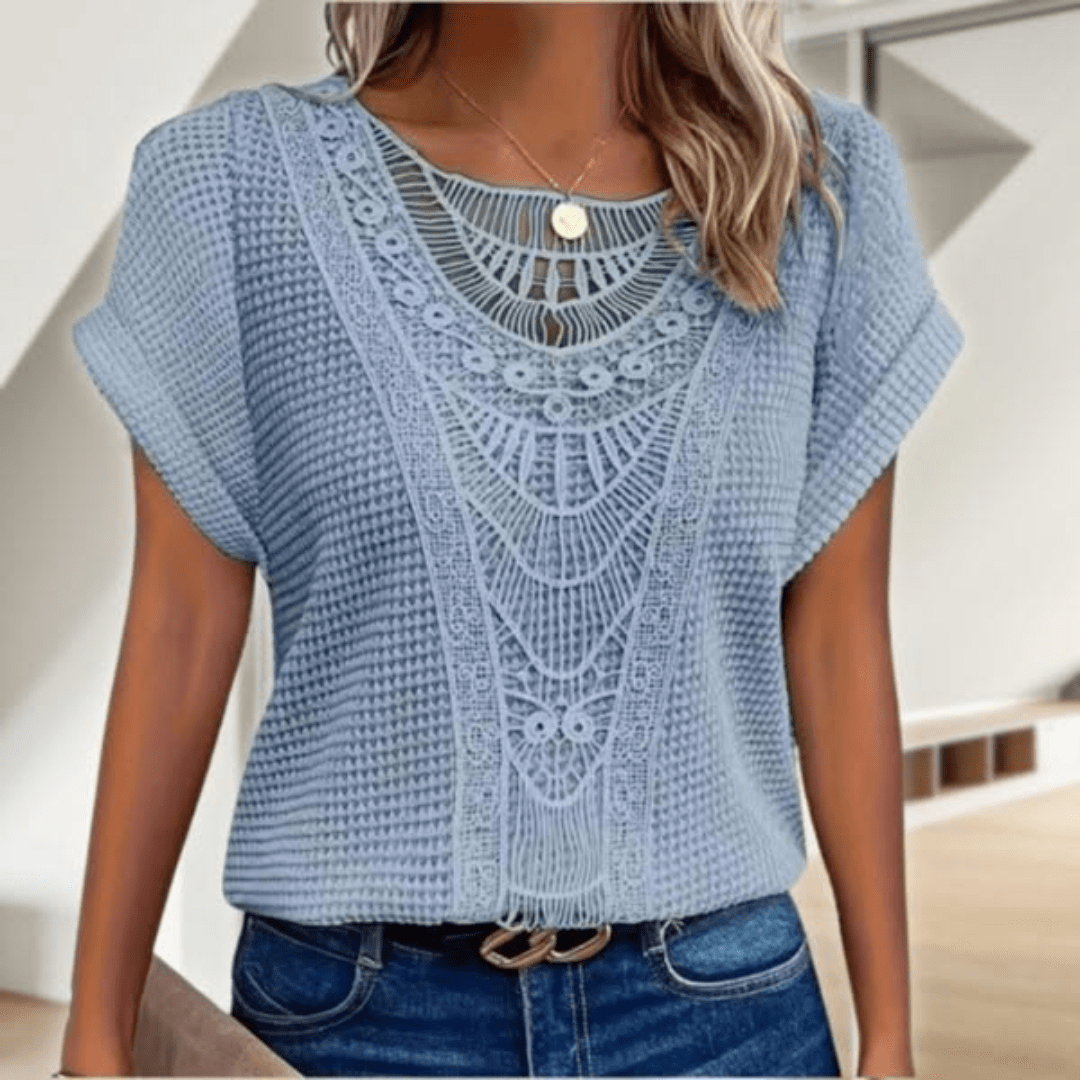 Mirthe | Women's Lace-Trim V-Neck Blouse