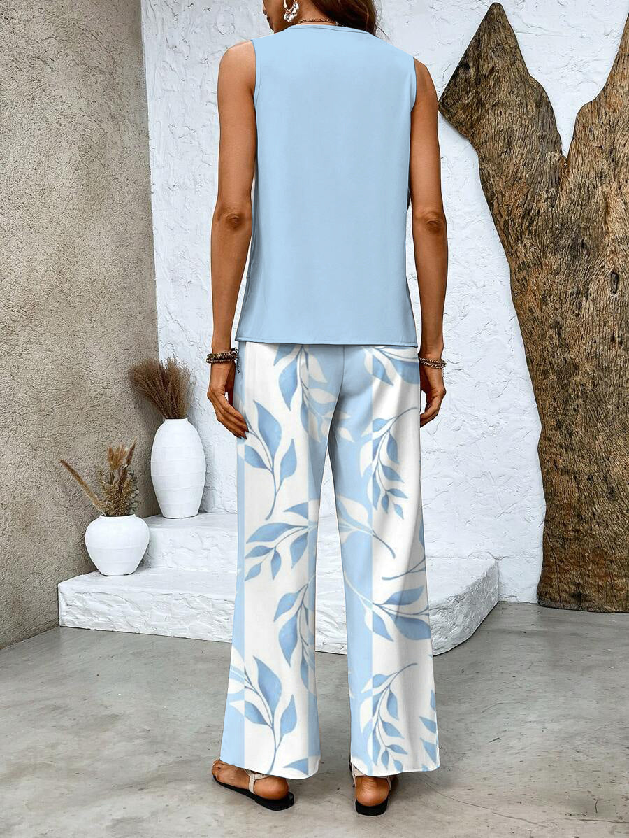 Dagmar | Women's Printed Two-Piece Set Wide Leg Pant Set
