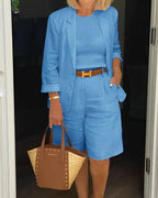 Charlotte | Women's Notched Lapel Blazer and Knee-Length Shorts Two-Piece Set
