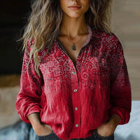 Editha | Women's Bohemian Vintage V-Neck Blouse