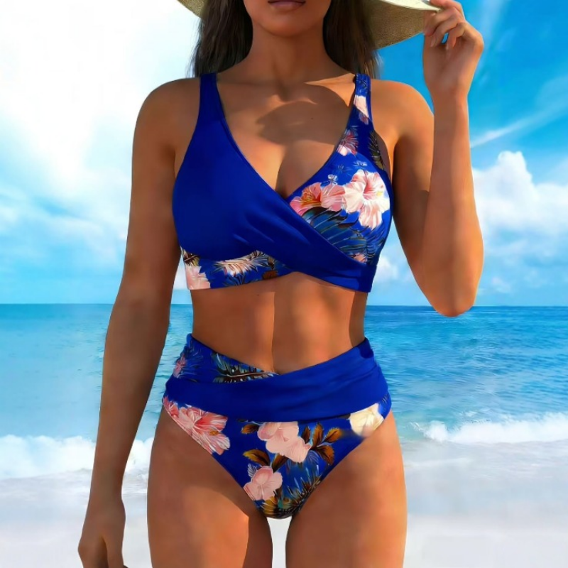 Zara | Women's High-Waist Two-Piece Swimsuit V-Neck