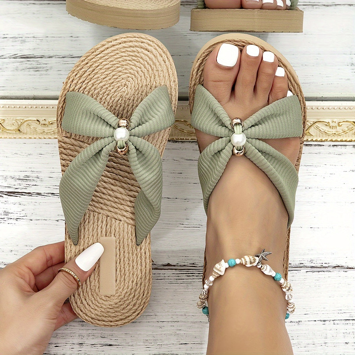Grace | Women's Woven Bow Platform Sandals for Summer