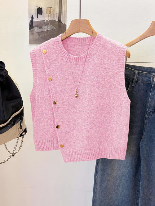 Hannah | Women's Ribbed Button-Front Sweater Vest