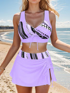 Fabienne | Women's Ruched Tie-Front Skirted Swimsuit Set