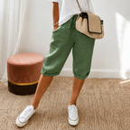 Elena | Women's High-Waist Cropped Trousers with Drawstring Waist