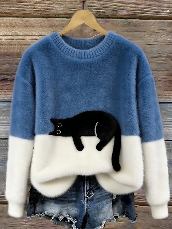 Ines Cat Motif Wool-Mix Knit Sweater