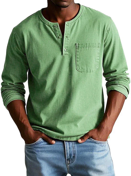 Damian | Men's Relaxed-Fit Henley Long Sleeve Shirt
