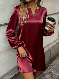 Marloes | Women's Elegant Notch-Neck Long-Sleeve Midi Dress