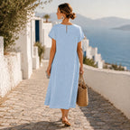 Leah | Asymmetric Button Midi Dress with Pockets for Women