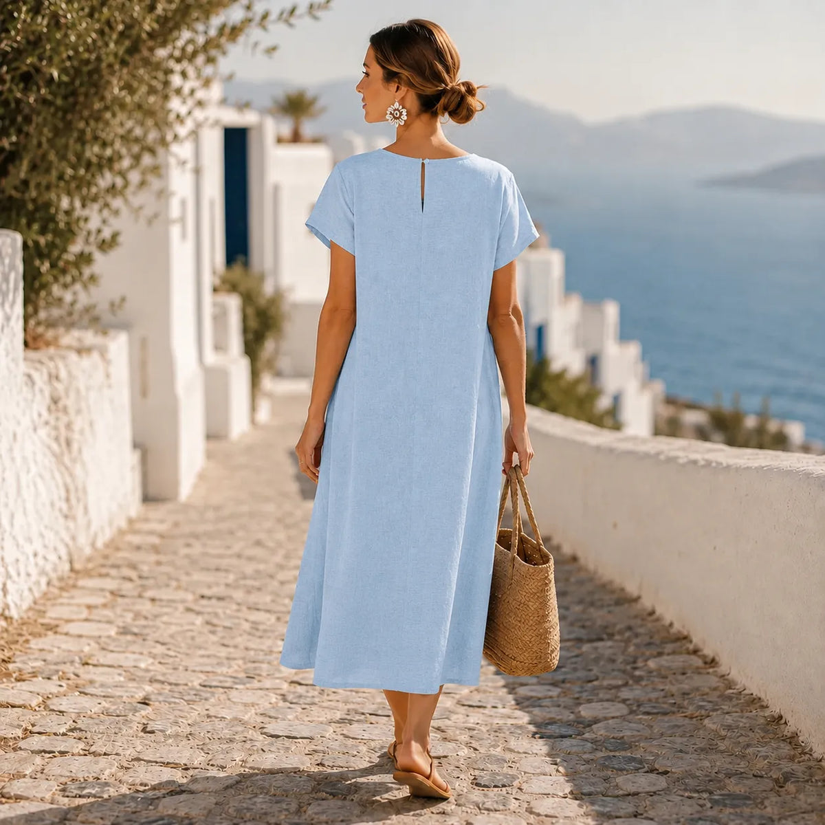 Leah | Asymmetric Button Midi Dress with Pockets for Women
