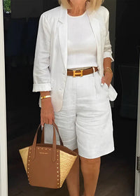 Charlotte | Women's Notched Lapel Blazer and Knee-Length Shorts Two-Piece Set