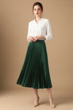 Kaya | Women's Pleated A-Line Midi Skirt