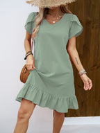 Virginie | Women's Ruffled V-Neck Flutter Sleeve Mini Dress