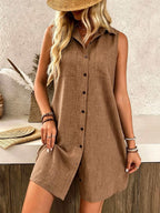 Violet | Sleeveless Button-Front Mini Dress for Women