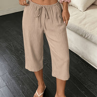 Priya | Women's Cropped Wide-Leg Trousers with High-Waist Elastic Band