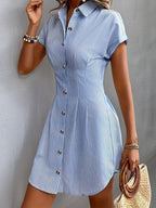 Milou | Women's Striped Button-Front A-Line Shirt Dress