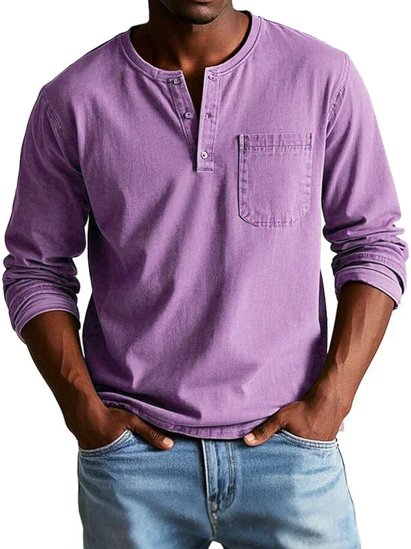 Damian | Men's Relaxed-Fit Henley Long Sleeve Shirt