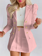 Farah | Women's Double-Breasted Blazer & Skirt Set