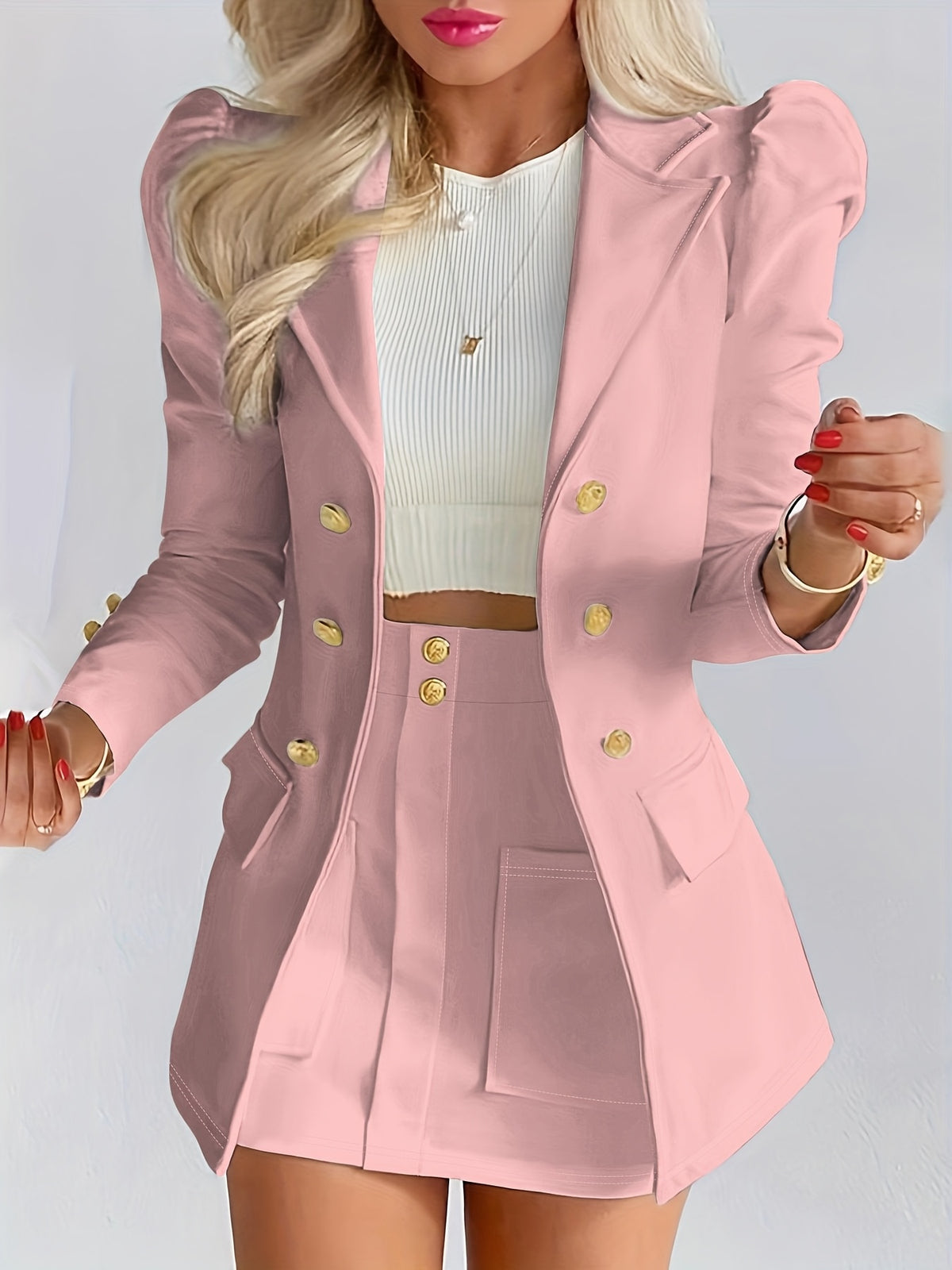 Farah | Women's Double-Breasted Blazer & Skirt Set