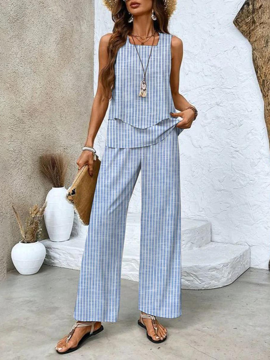 Dagmar | Women's Printed Two-Piece Set Wide Leg Pant Set