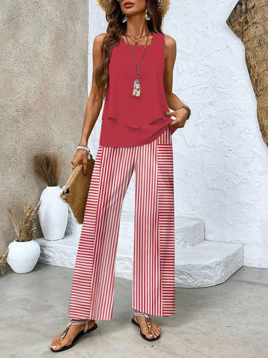 Dagmar | Women's Printed Two-Piece Set Wide Leg Pant Set