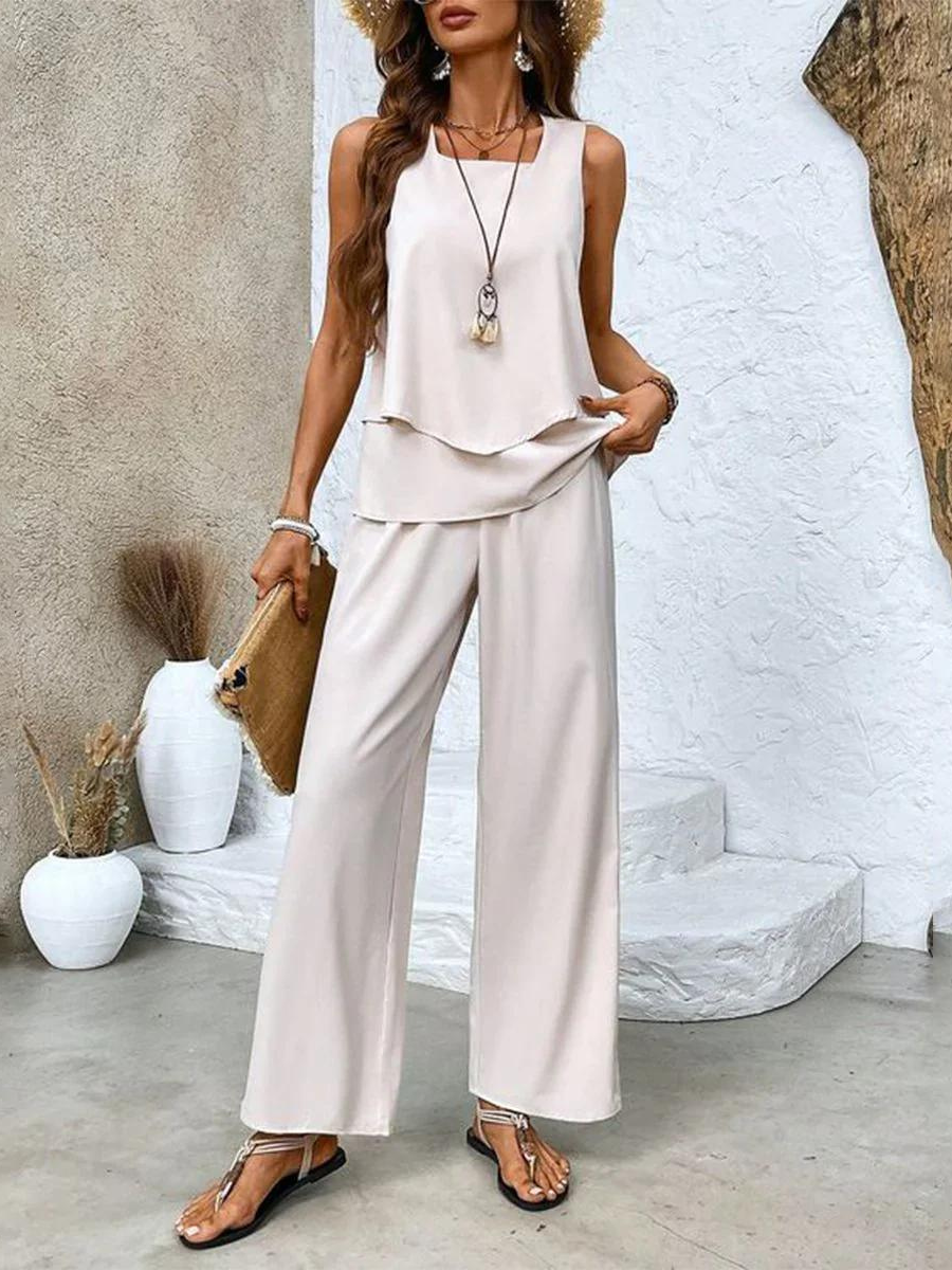Dagmar | Women's Printed Two-Piece Set Wide Leg Pant Set