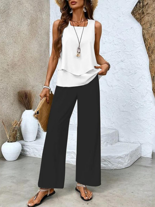 Dagmar | Women's Printed Two-Piece Set Wide Leg Pant Set