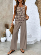 Dagmar | Women's Printed Two-Piece Set Wide Leg Pant Set