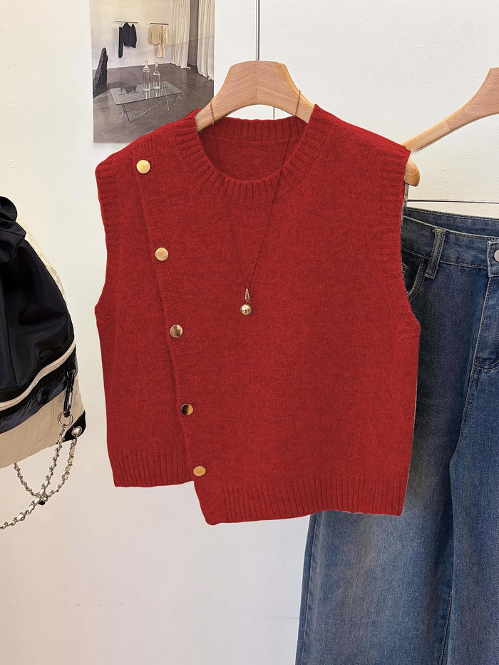 Hannah | Women's Ribbed Button-Front Sweater Vest