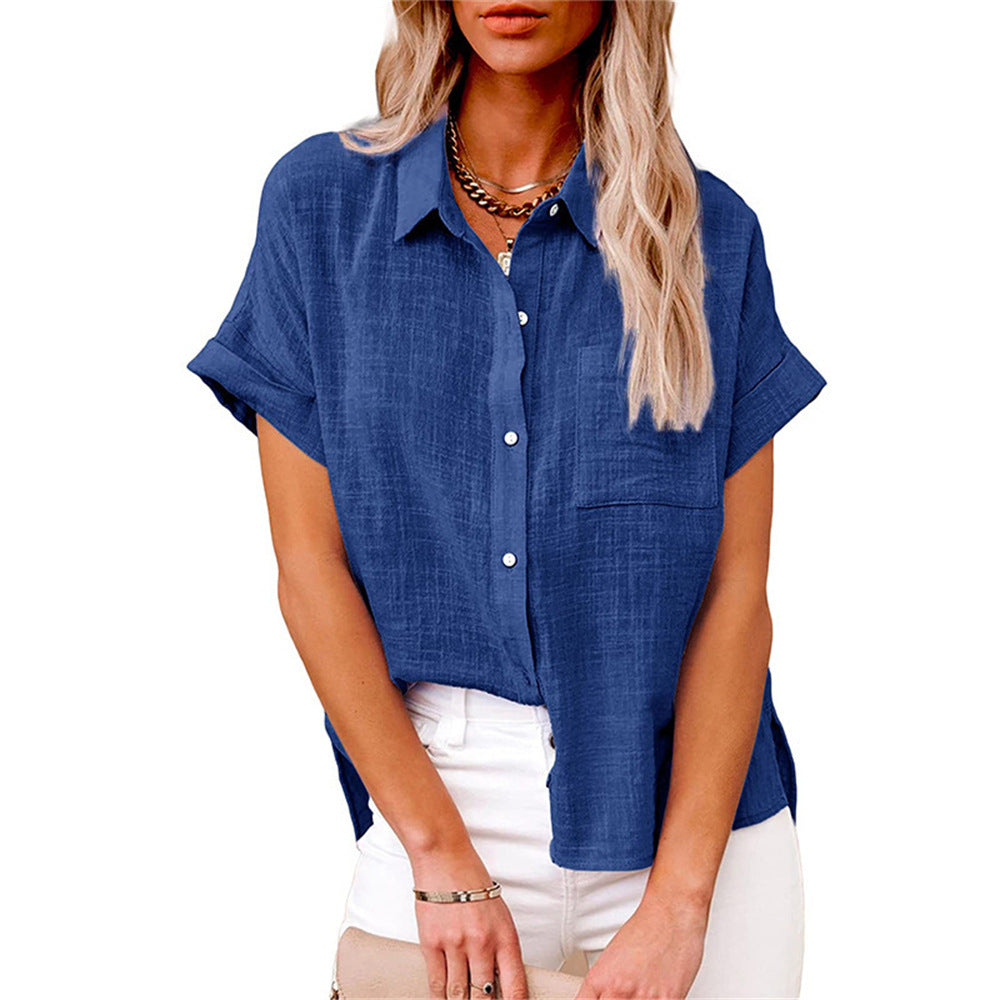 Mathilde | Women's V-Neck Short Sleeve Blouse
