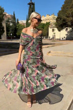 Anette | Women's V-Neck Pleated Waist Maxi Dress