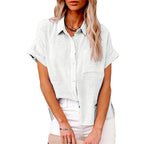 Mathilde | Women's V-Neck Short Sleeve Blouse