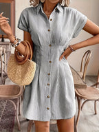 Milou | Women's Striped Button-Front A-Line Shirt Dress