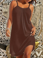 Silje | Women's Ruched Cami Mini Dress with Side Slit