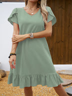 Virginie | Women's Ruffled V-Neck Flutter Sleeve Mini Dress