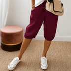 Elena | Women's High-Waist Cropped Trousers with Drawstring Waist