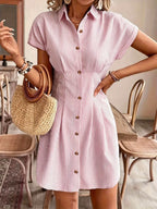 Milou | Women's Striped Button-Front A-Line Shirt Dress