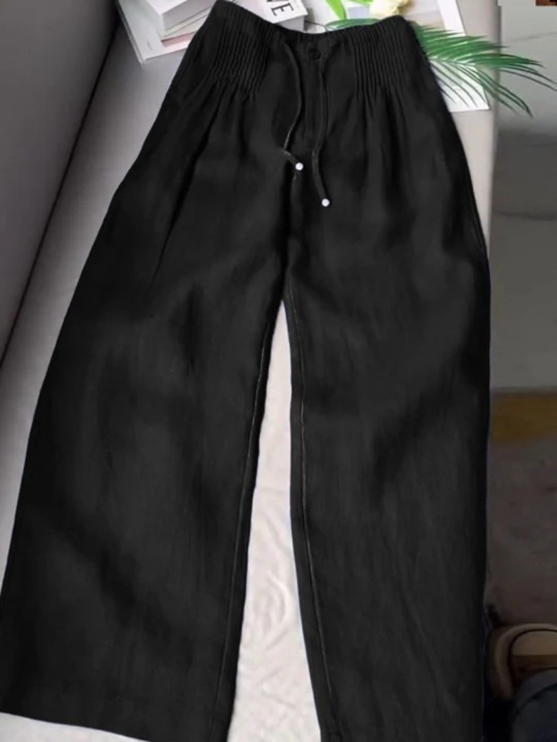 Sienna Blaine | Women's Wide-Leg High-Waist Trousers with Drawstring Waist