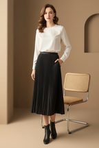 Kaya | Women's Pleated A-Line Midi Skirt