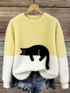 Ines Cat Motif Wool-Mix Knit Sweater