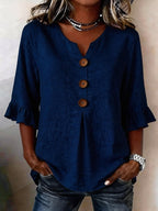 Marit | Women's Ruffle Sleeve V-Neck Blouse – Weekend Errands