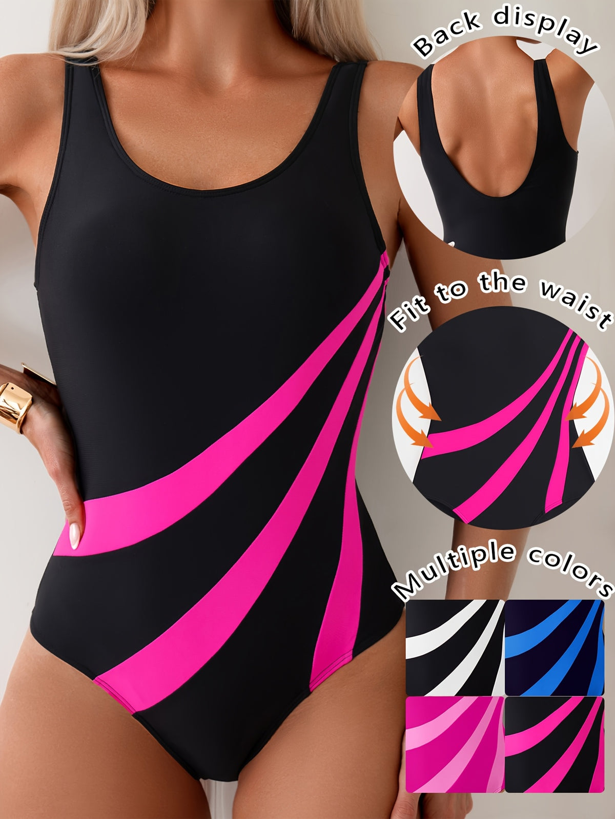 Constance | Women's Colour-Block Racerback Bodycon Swimsuit